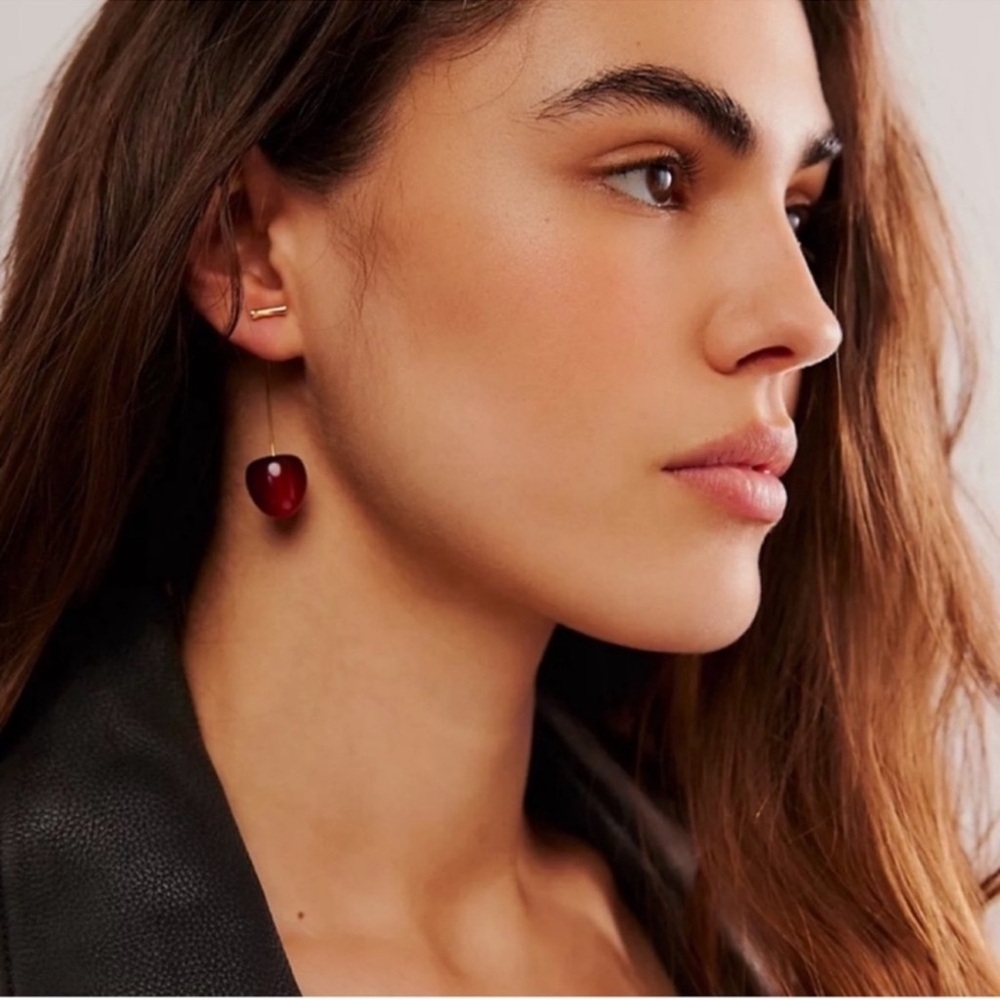New! Anthropologie Jewelry Red Cherry Drop Earrings NWOT